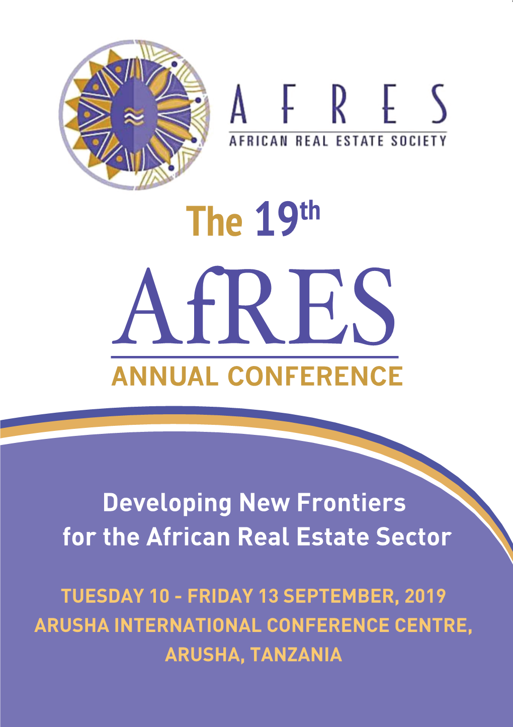 The 19Th Afres Annual Conference TABLE of CONTENTS the SCIENTIFIC COMMITTEE