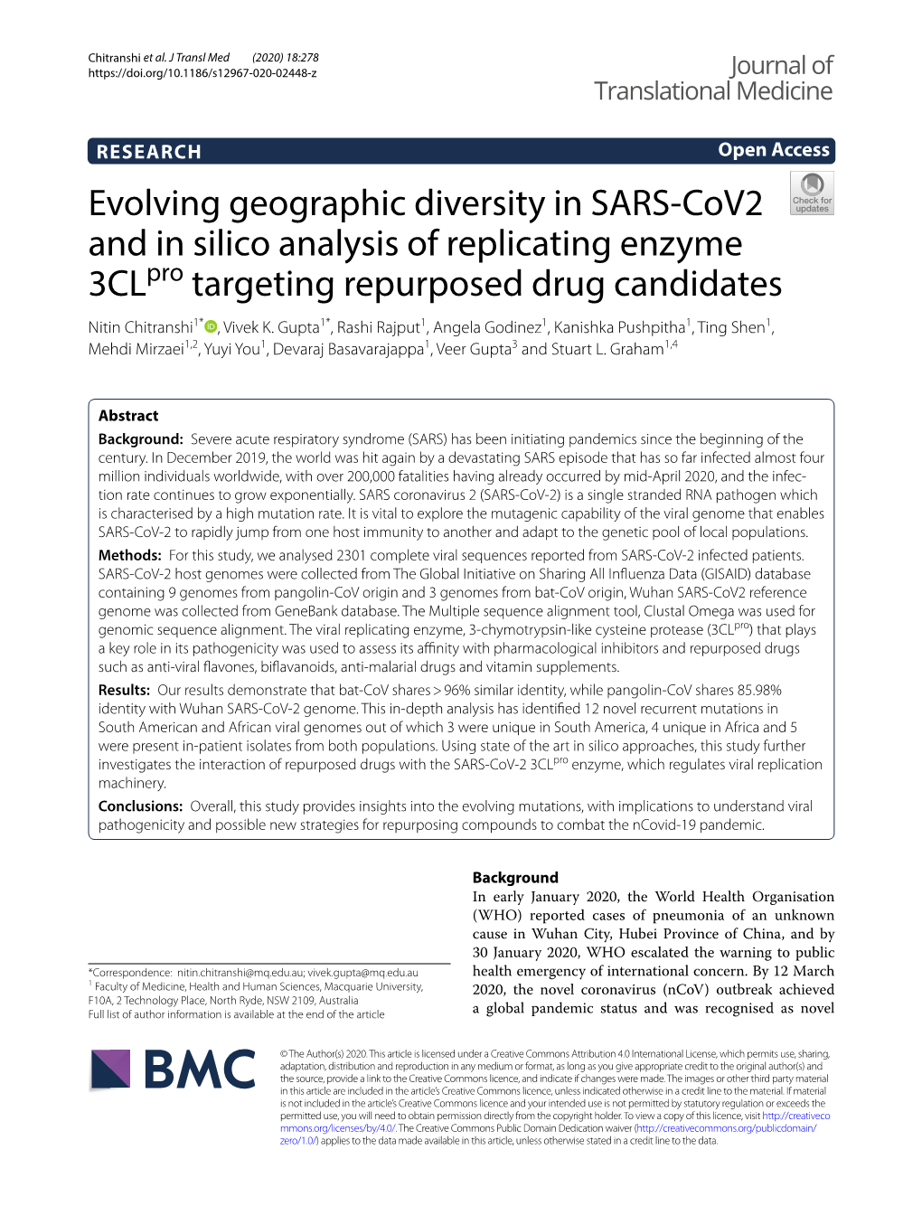 Evolving Geographic Diversity in SARS-Cov2 and in Silico Analysis Of