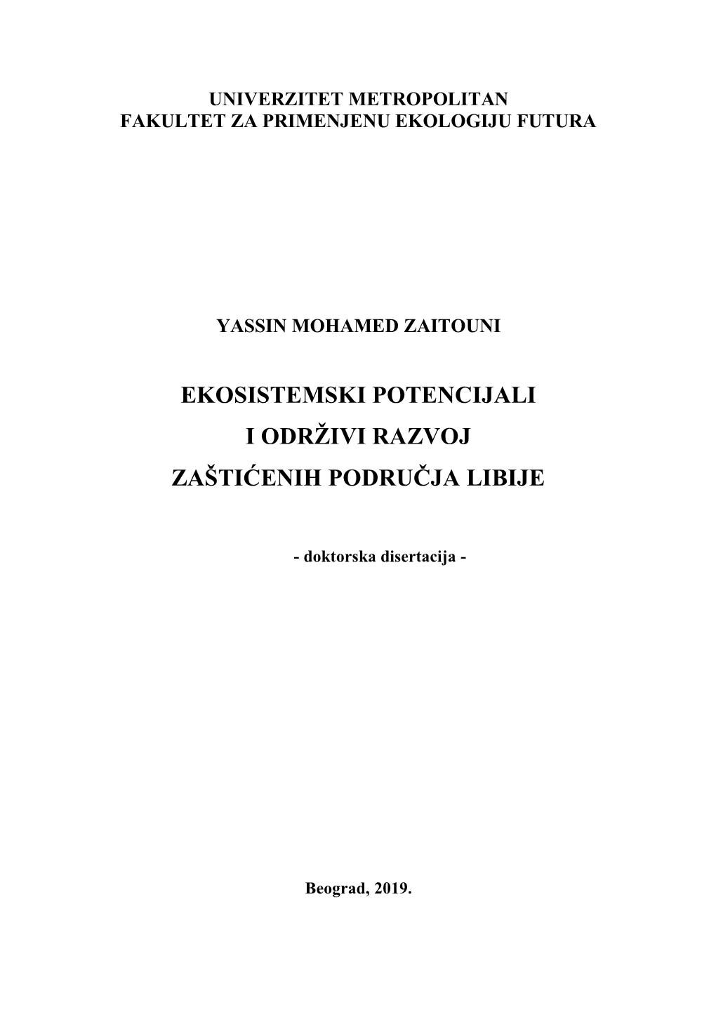 Yassin Mohamed Zaitouni – Doktorska Disertacija