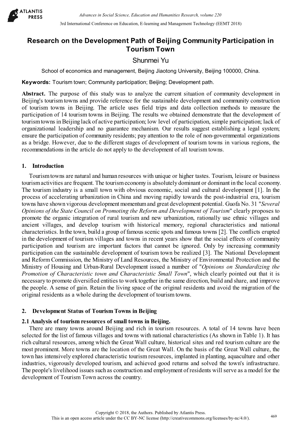 Research on the Development Path of Beijing Community Participation In