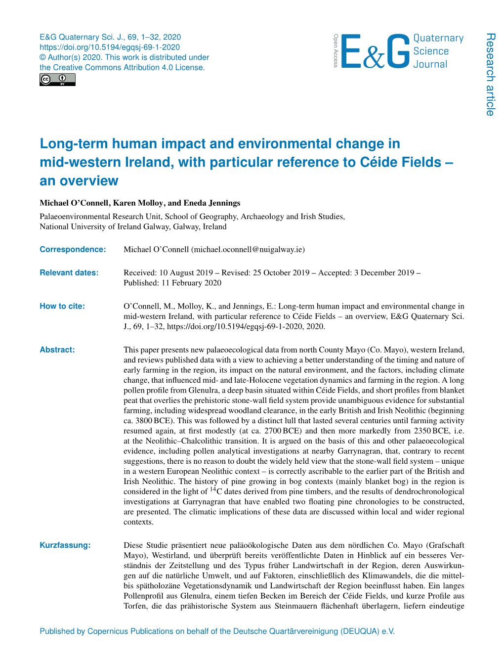 Long-Term Human Impact and Environmental Change in Mid-Western Ireland, with Particular Reference to Céide Fields – an Overview
