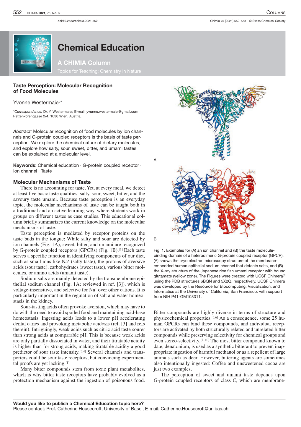 Taste Perception: Molecular Recognition of Food Molecules