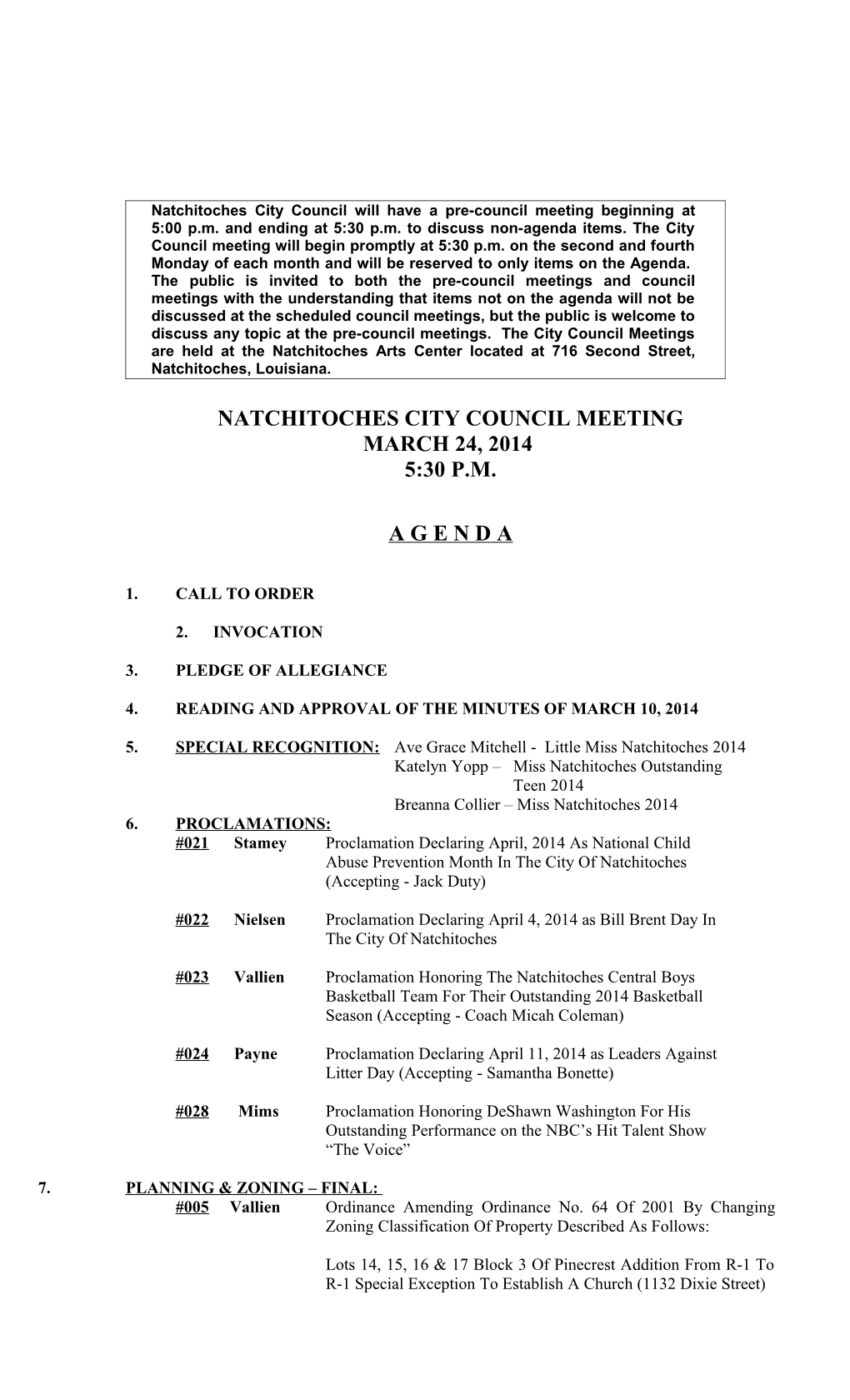 Natchitoches City Council Meeting