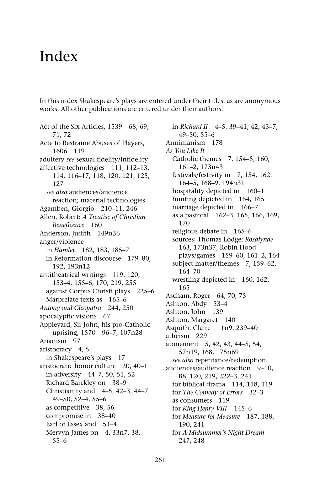 In This Index Shakespeare's Plays Are Entered Under Their Titles, As Are