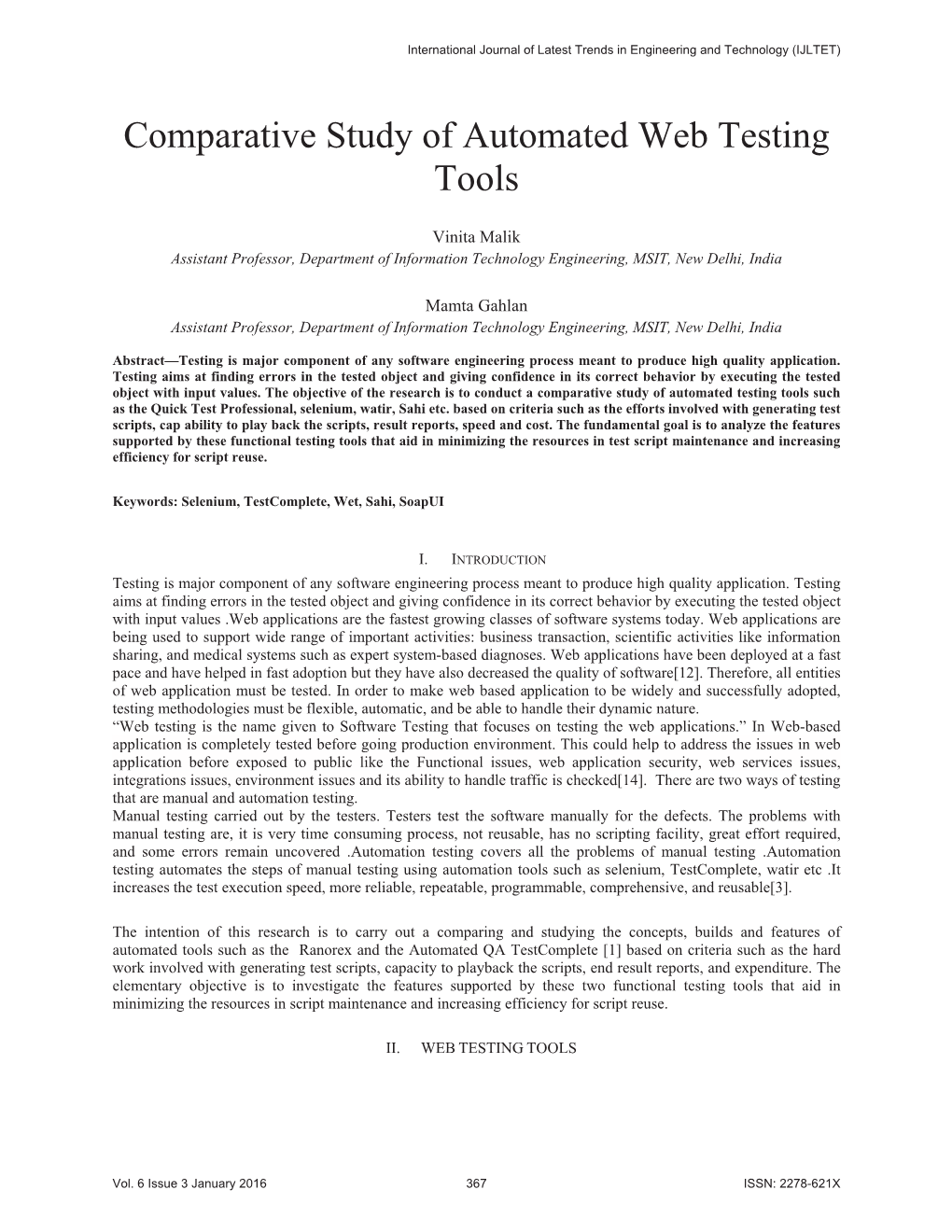 Comparative Study of Automated Web Testing Tools