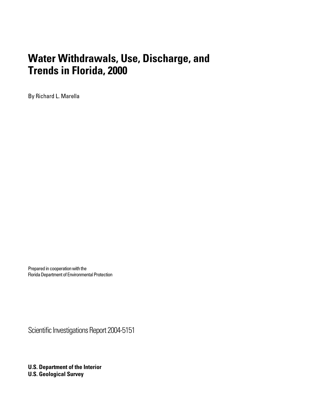 Water Withdrawals, Use, Discharge, and Trends in Florida, 2000