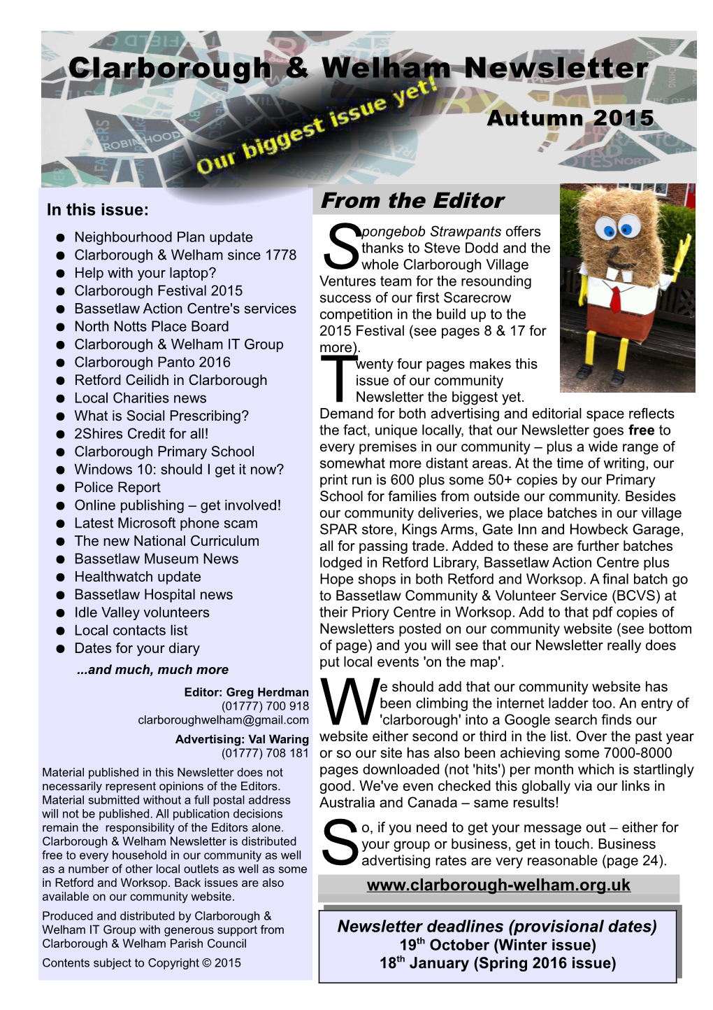 Clarborough & Welham Newsletter : Autumn 2015