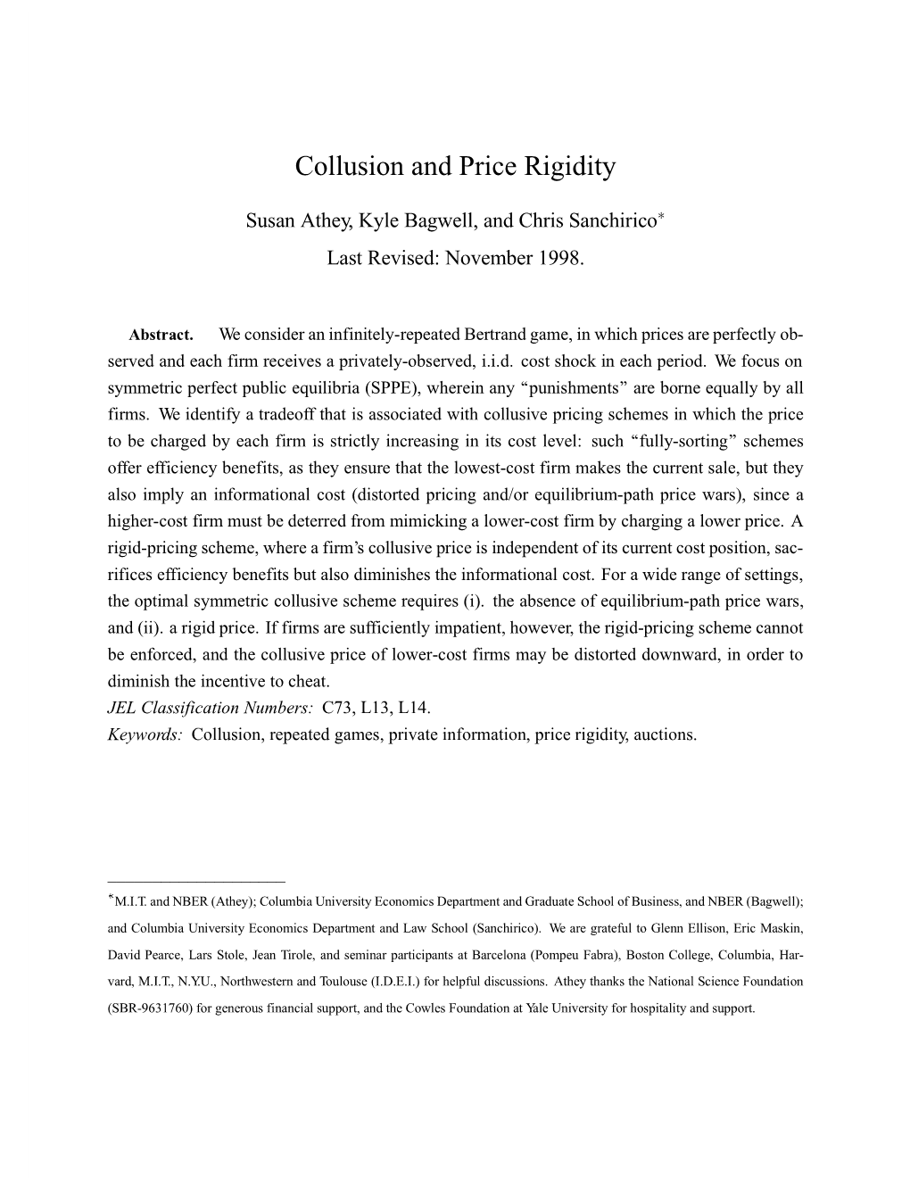 Collusion and Price Rigidity