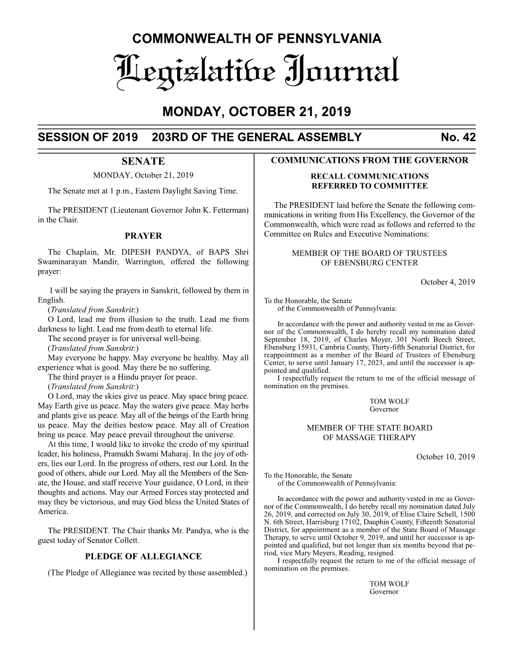 Legislative Journal