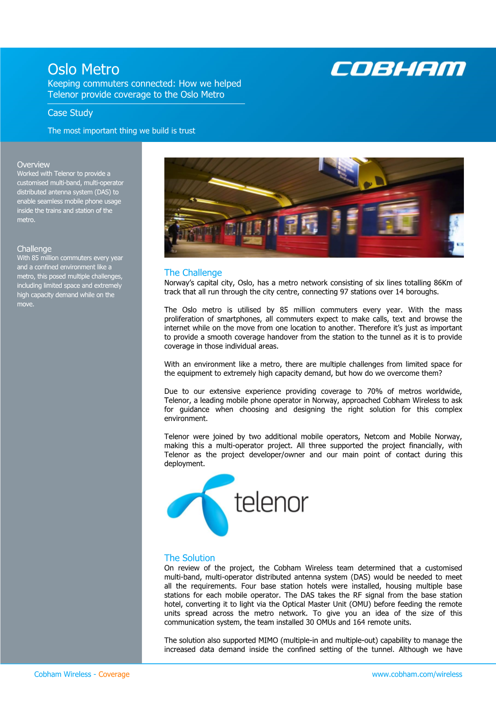 Oslo Metro Keeping Commuters Connected: How We Helped Telenor Provide Coverage to the Oslo Metro Case Study