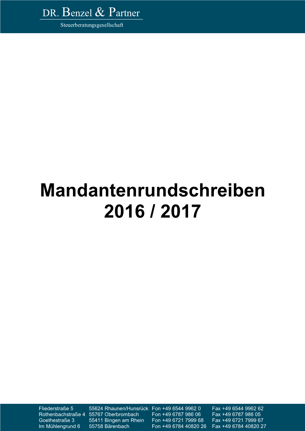 Mandantenrundschreiben 2016 / 2017