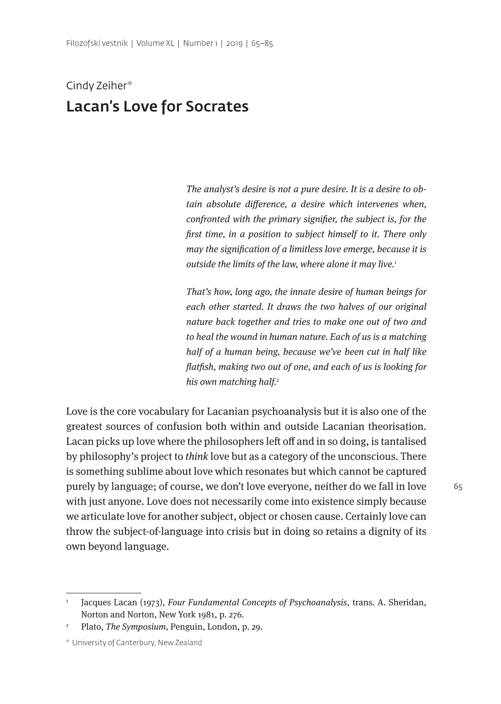 Lacan's Love for Socrates