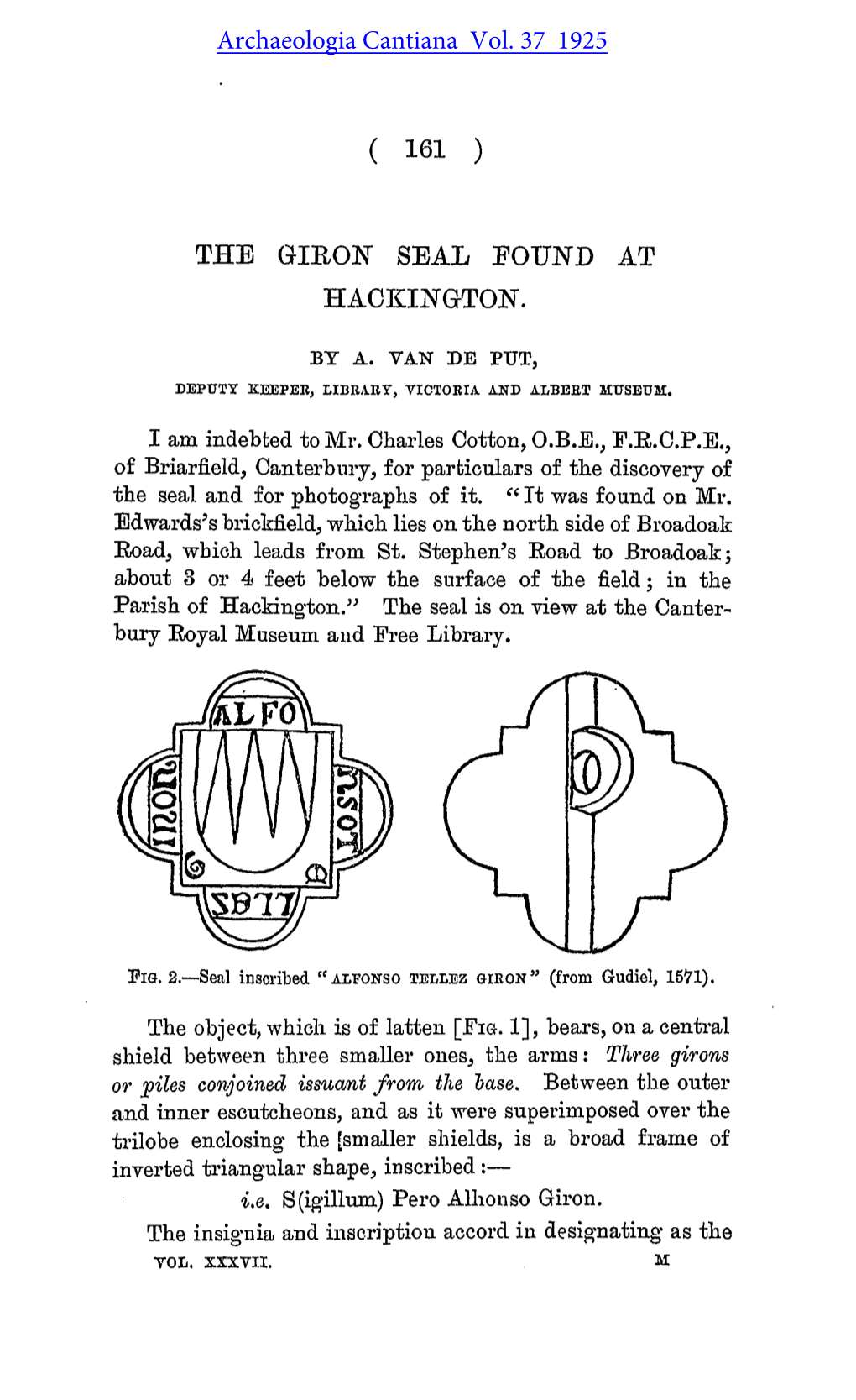 The Giron Seal Found at Hackington