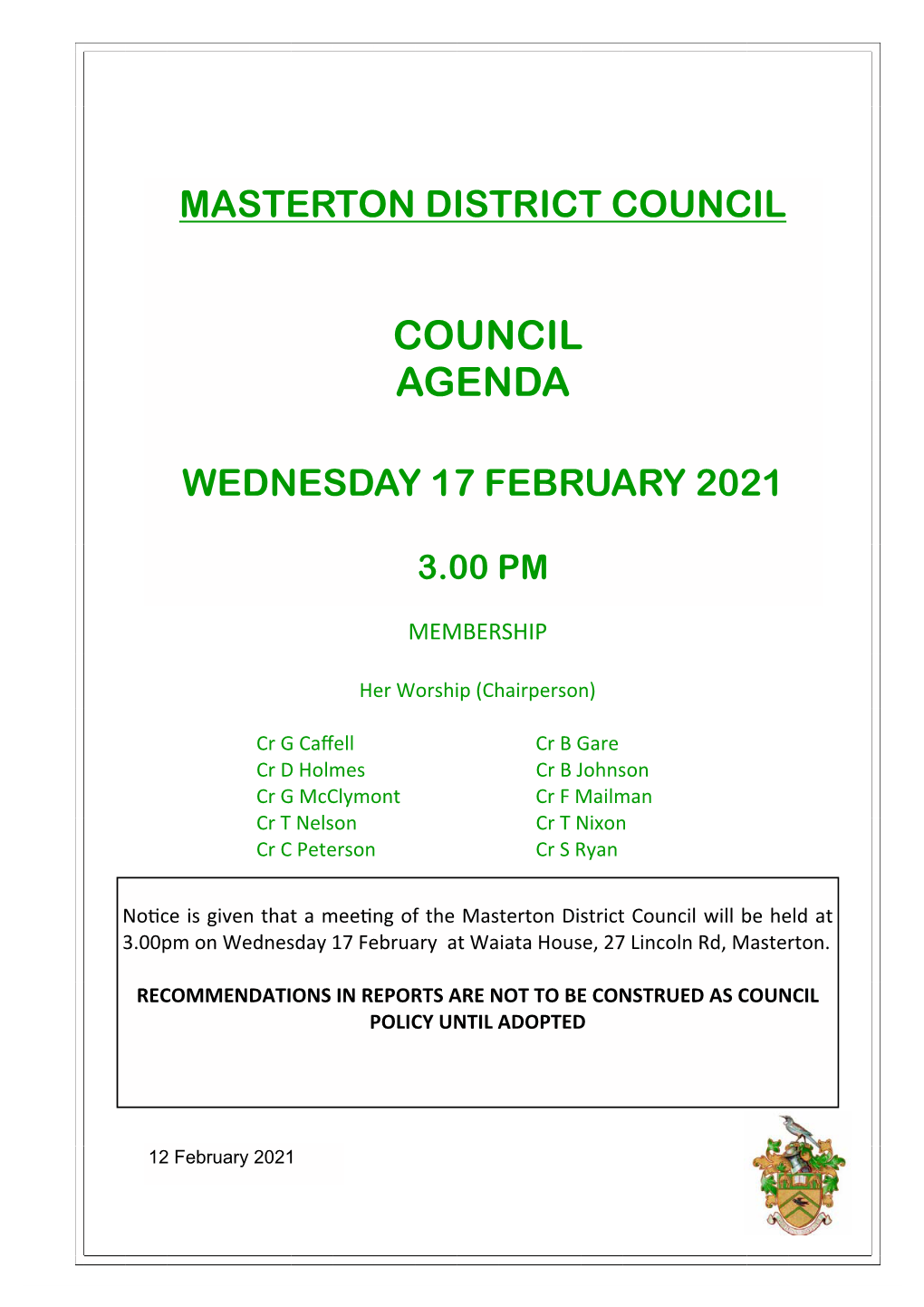 Council Agenda