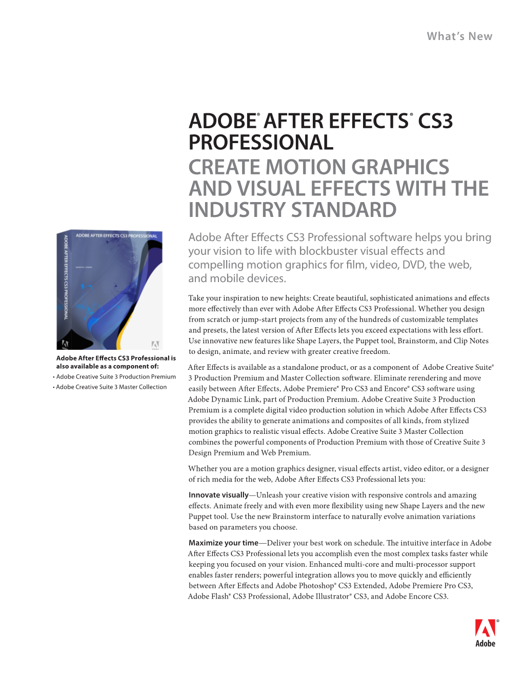 Adobe After Effects CS3 Professional What's