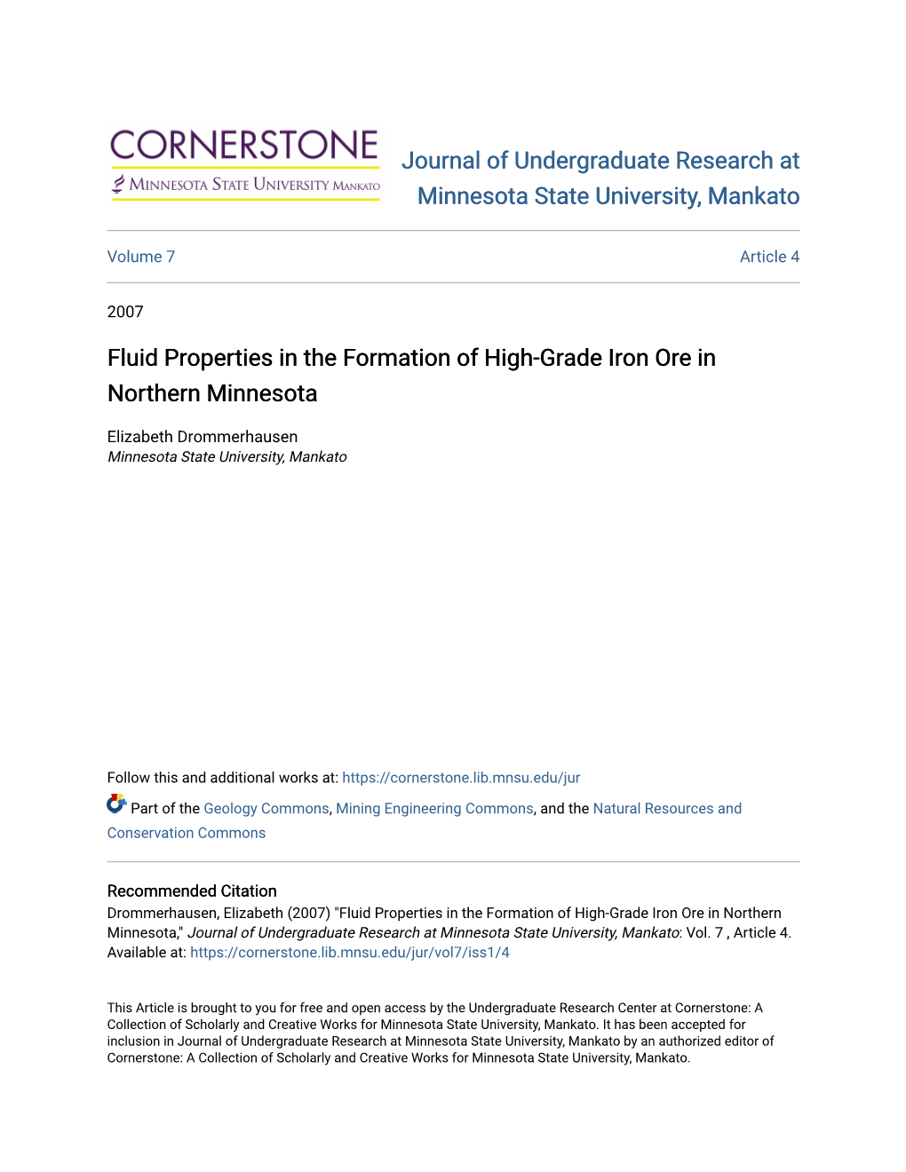 Fluid Properties in the Formation of High-Grade Iron Ore in Northern Minnesota