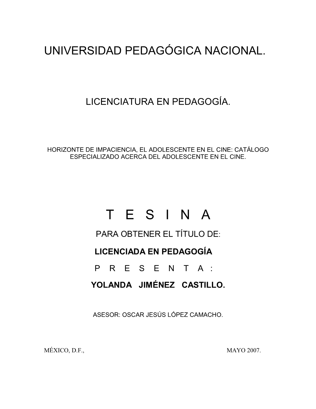 Catálogo Especializado Acerca Del Adolescente En El Cine