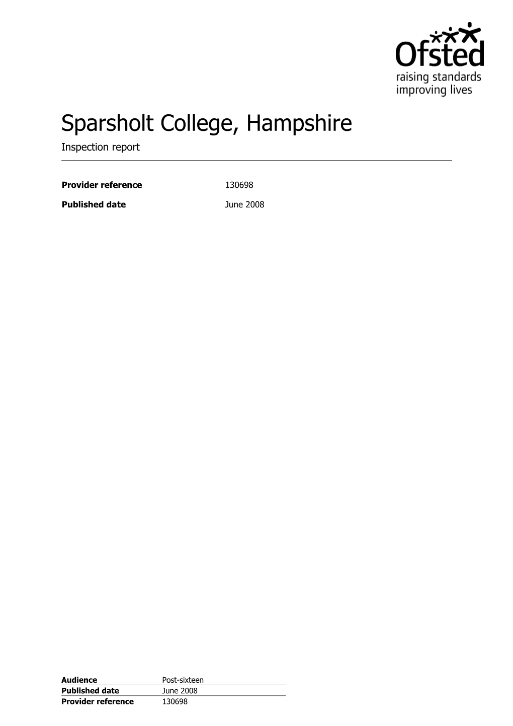 Sparsholt College, Hampshire Inspection Report