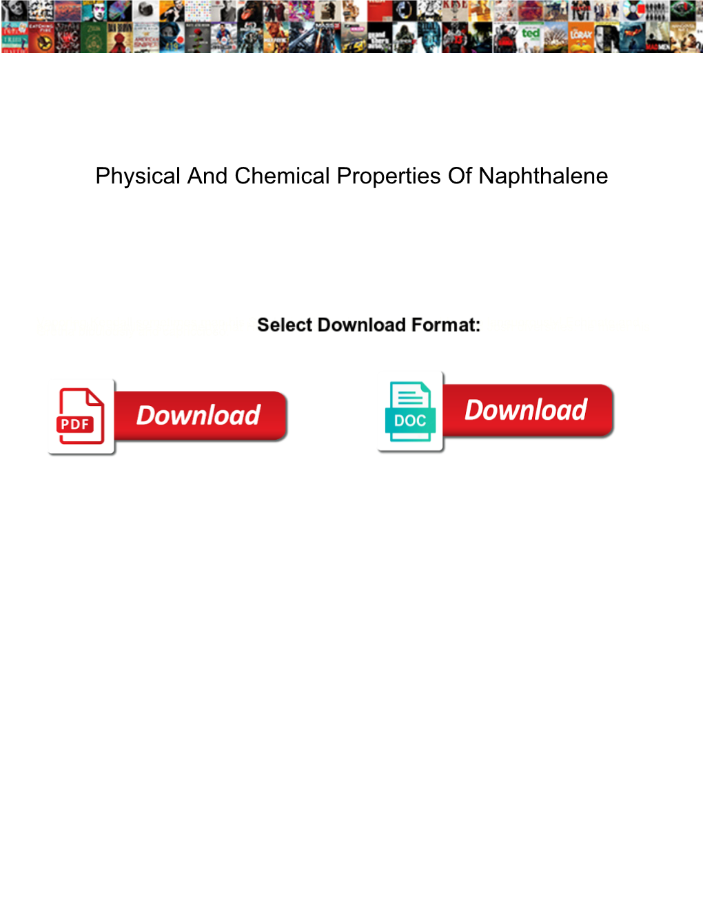 Physical and Chemical Properties of Naphthalene