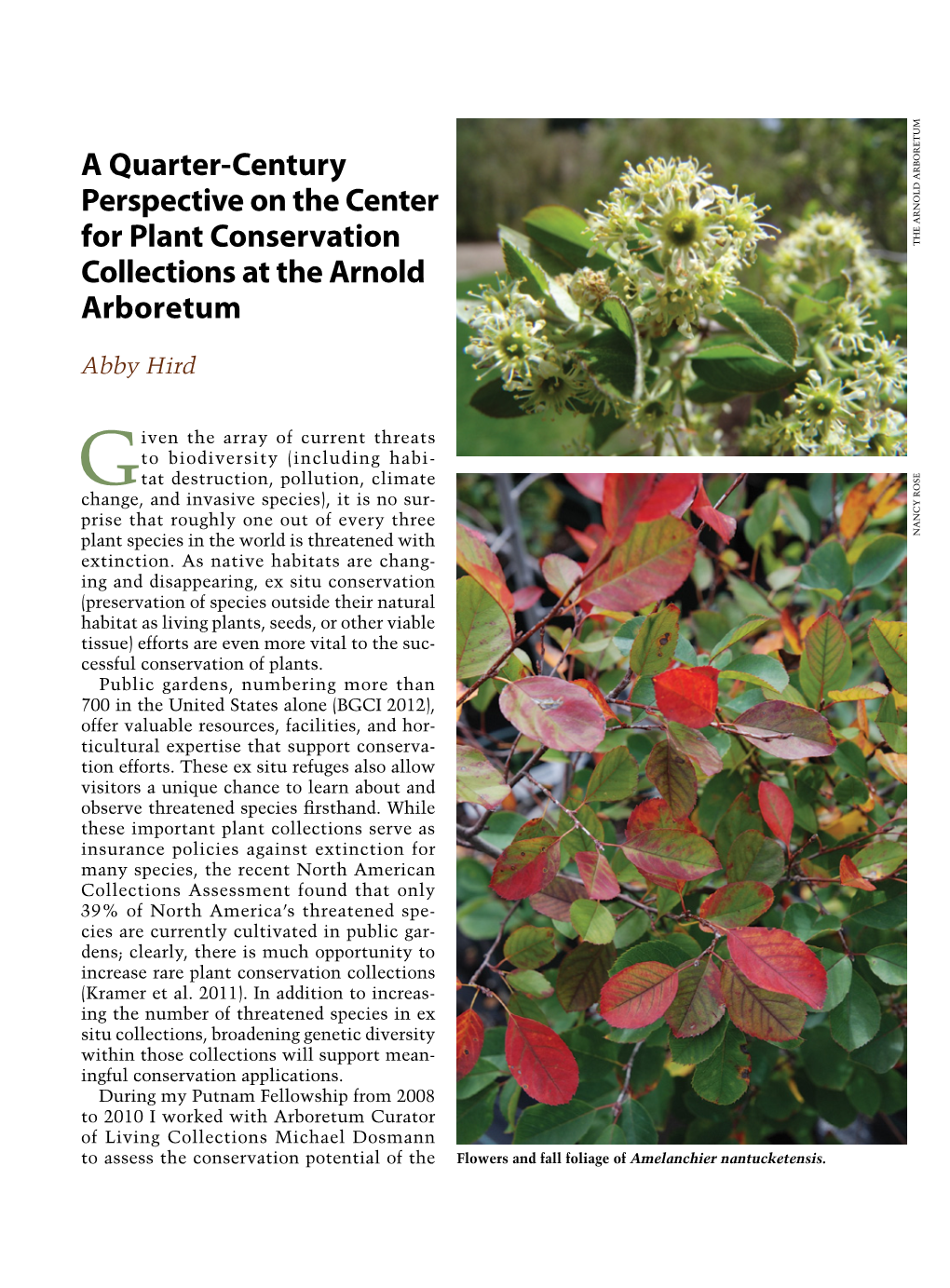 A Quarter-Century Perspective on the Center for Plant Conservation