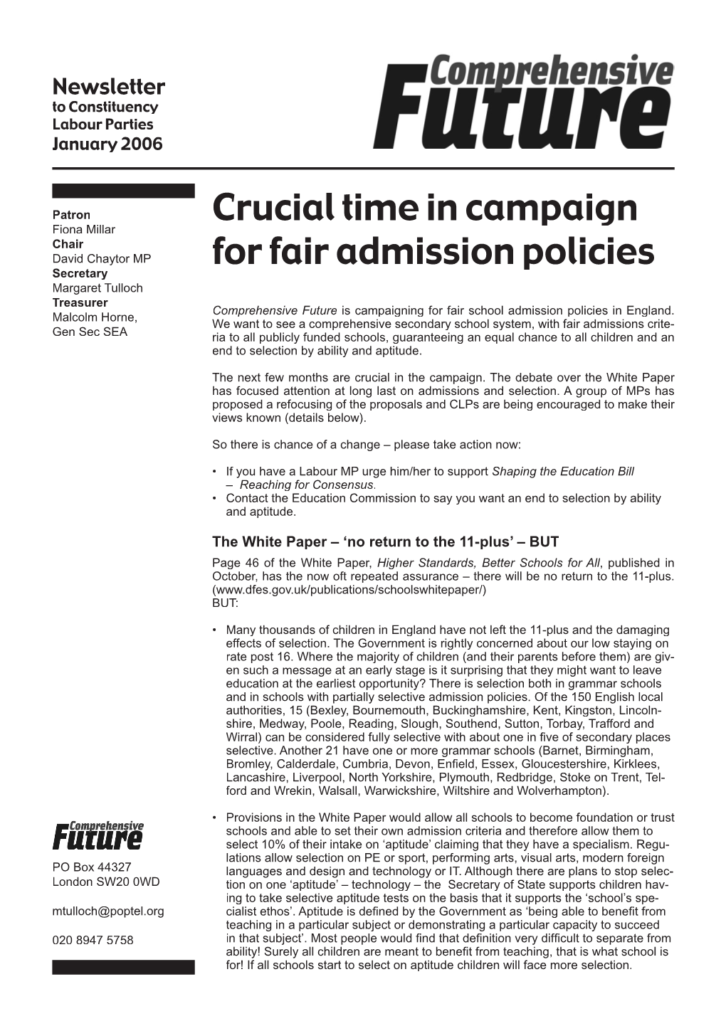 Crucial Time in Campaign for Fair Admission Policies