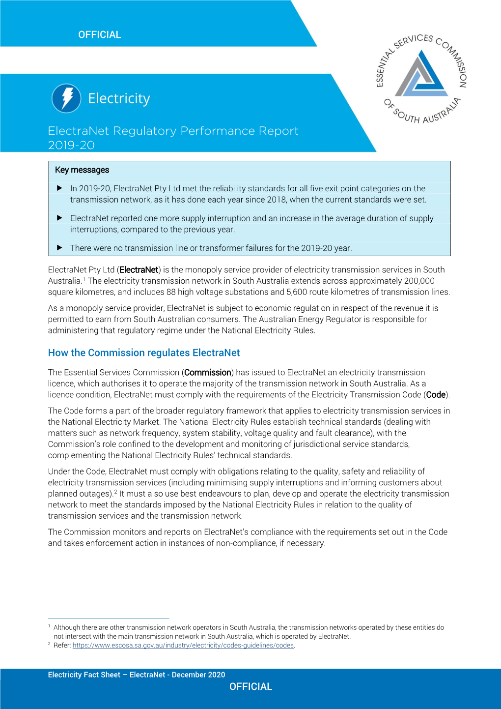 Electranet Regulatory Performance Report 2019-20