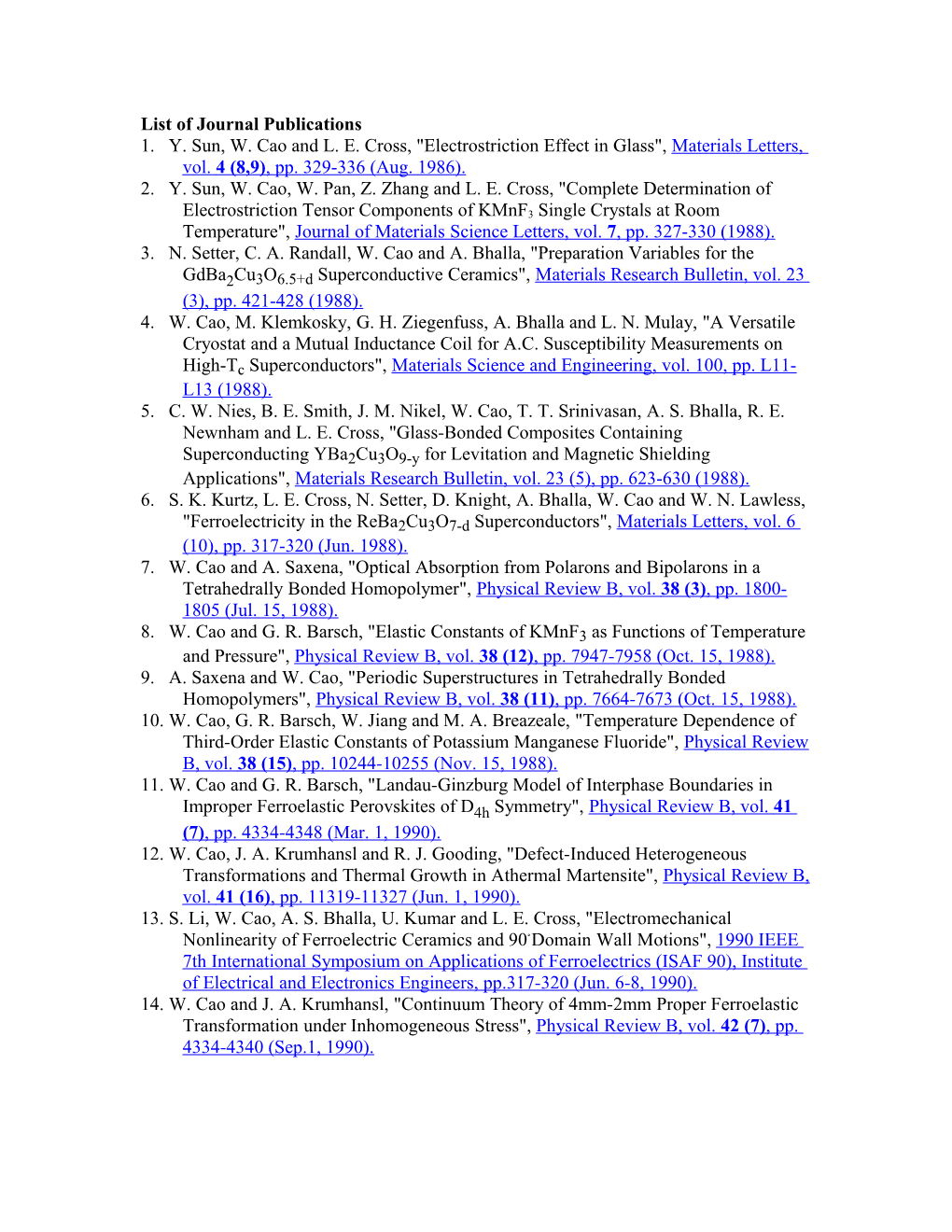 List of Journal Publications