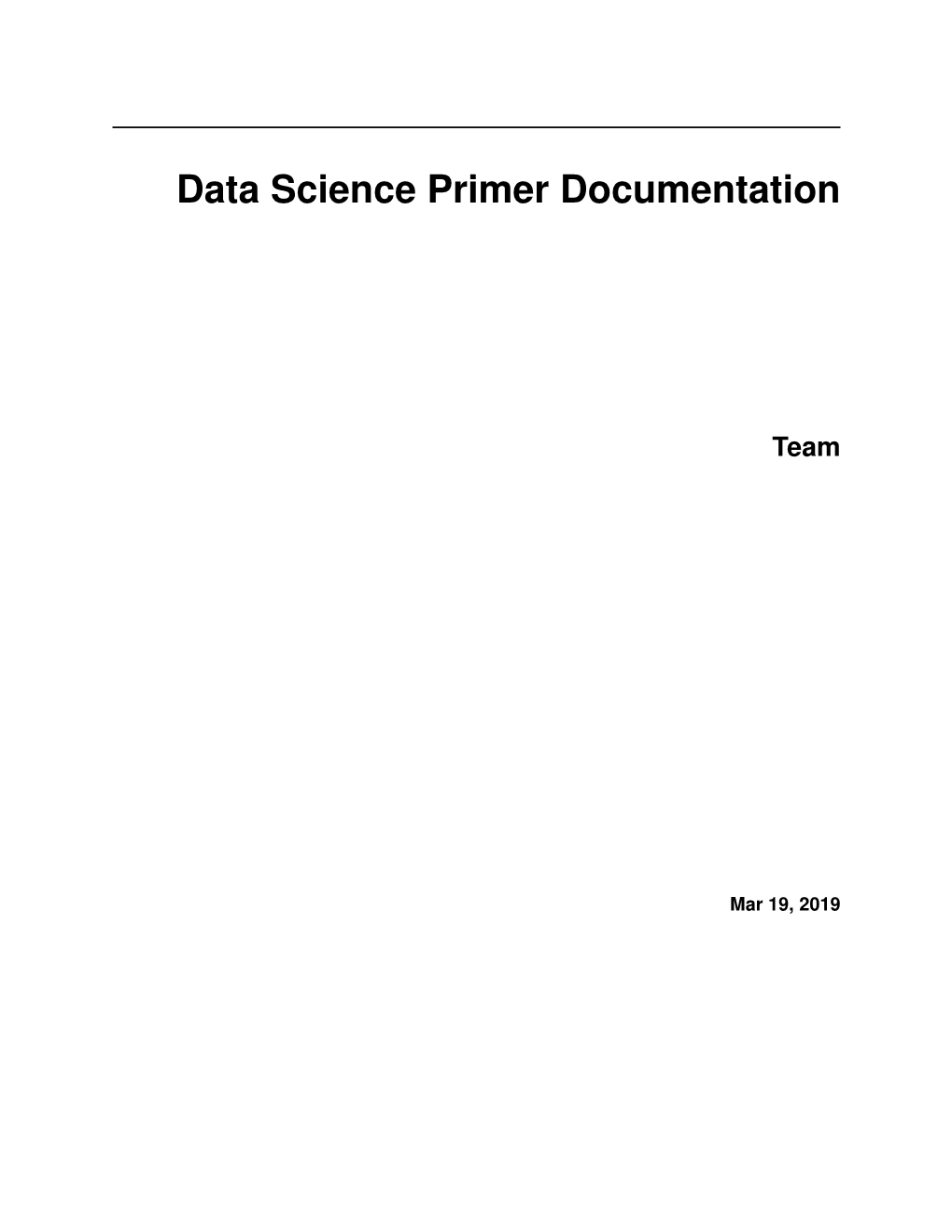 Data Science Primer Documentation