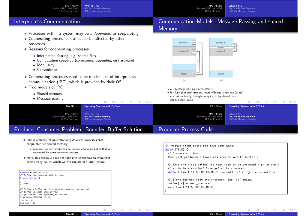 Message Passing and Shared Memory Producer-Consumer Problem