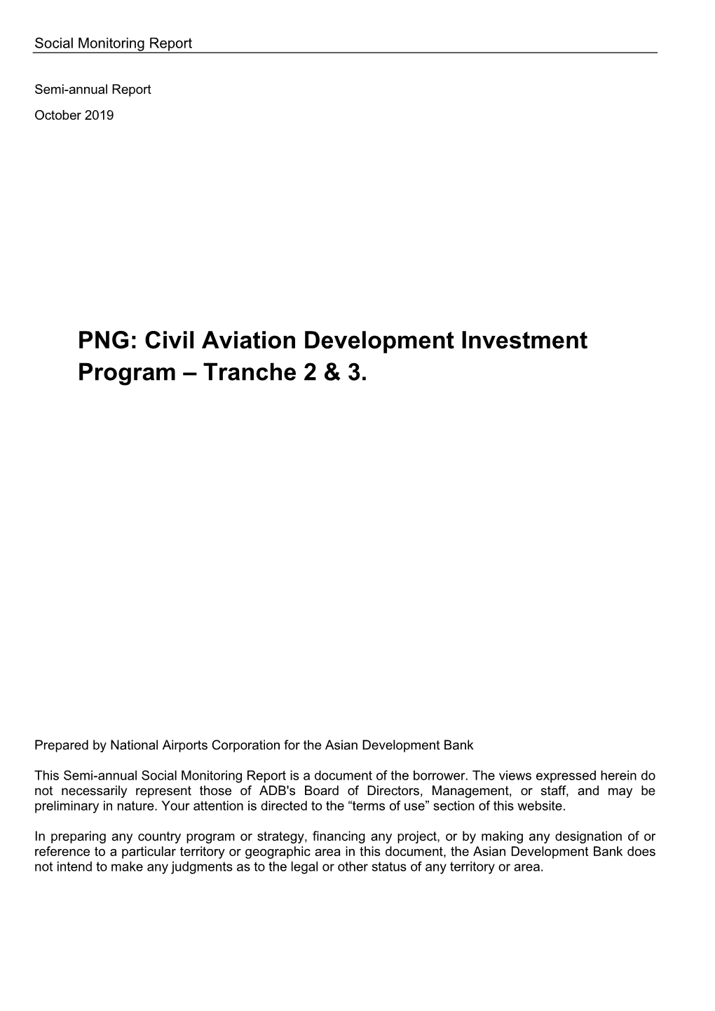 PNG: Civil Aviation Development Investment Program – Tranche 2 & 3