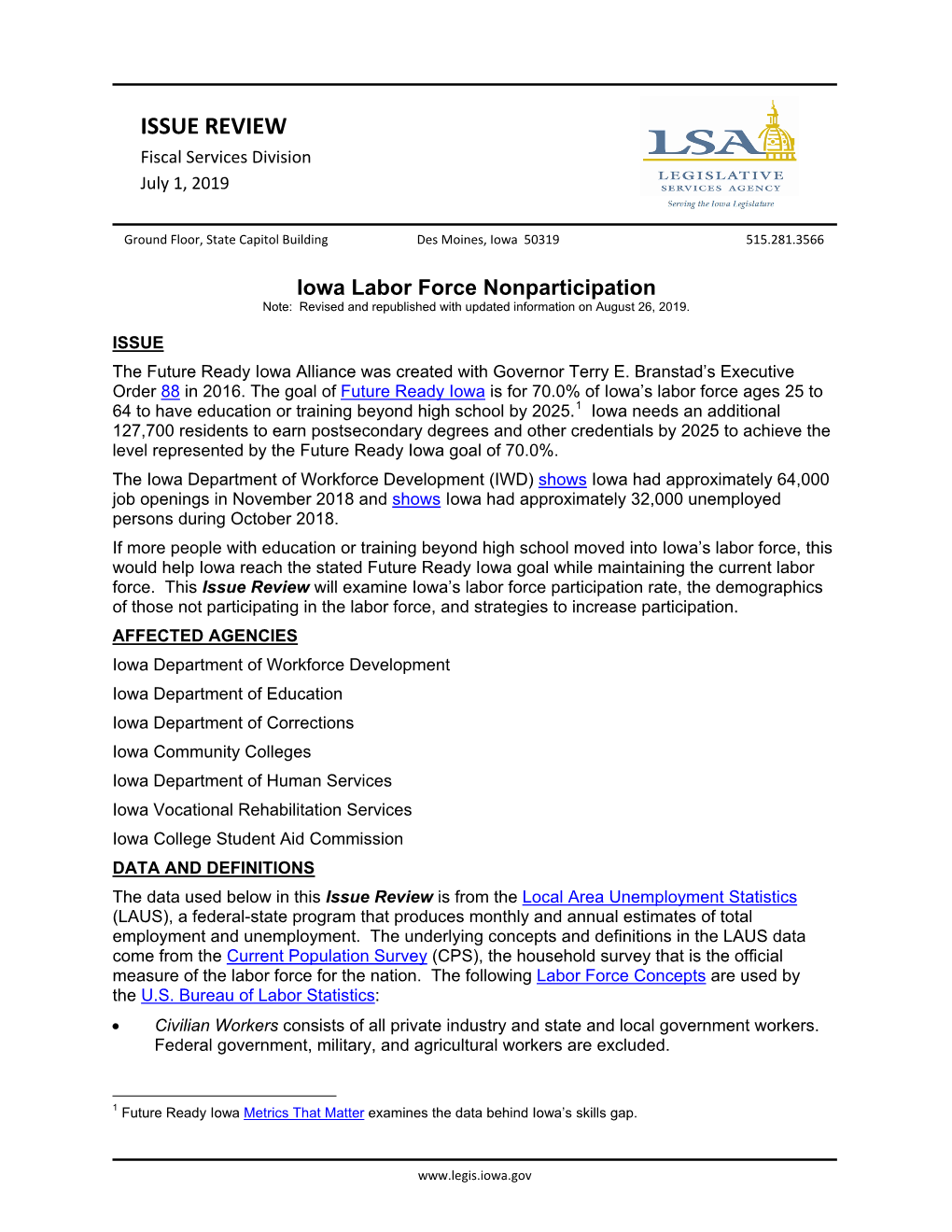 ISSUE REVIEW Fiscal Services Division July 1, 2019