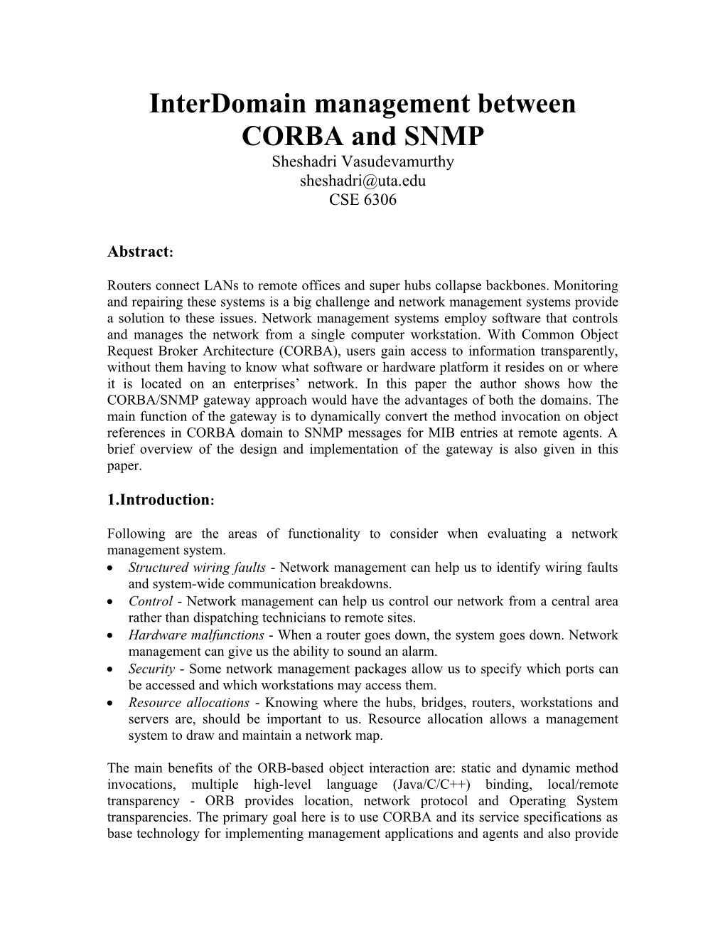 Interdomain Management Between CORBA and SNMP