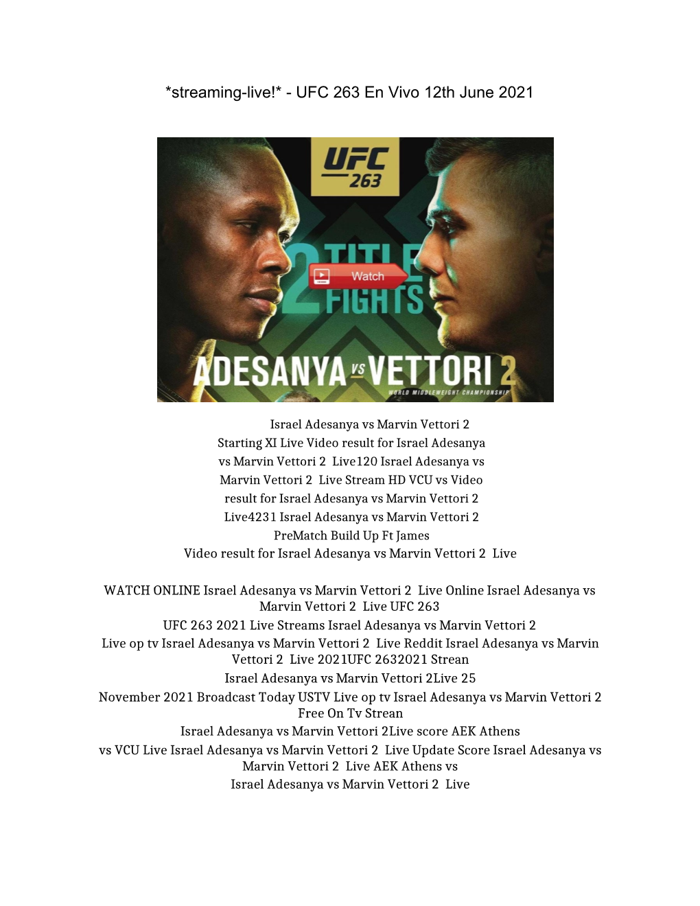 *Streaming-Live!* - UFC 263 En Vivo 12Th June 2021