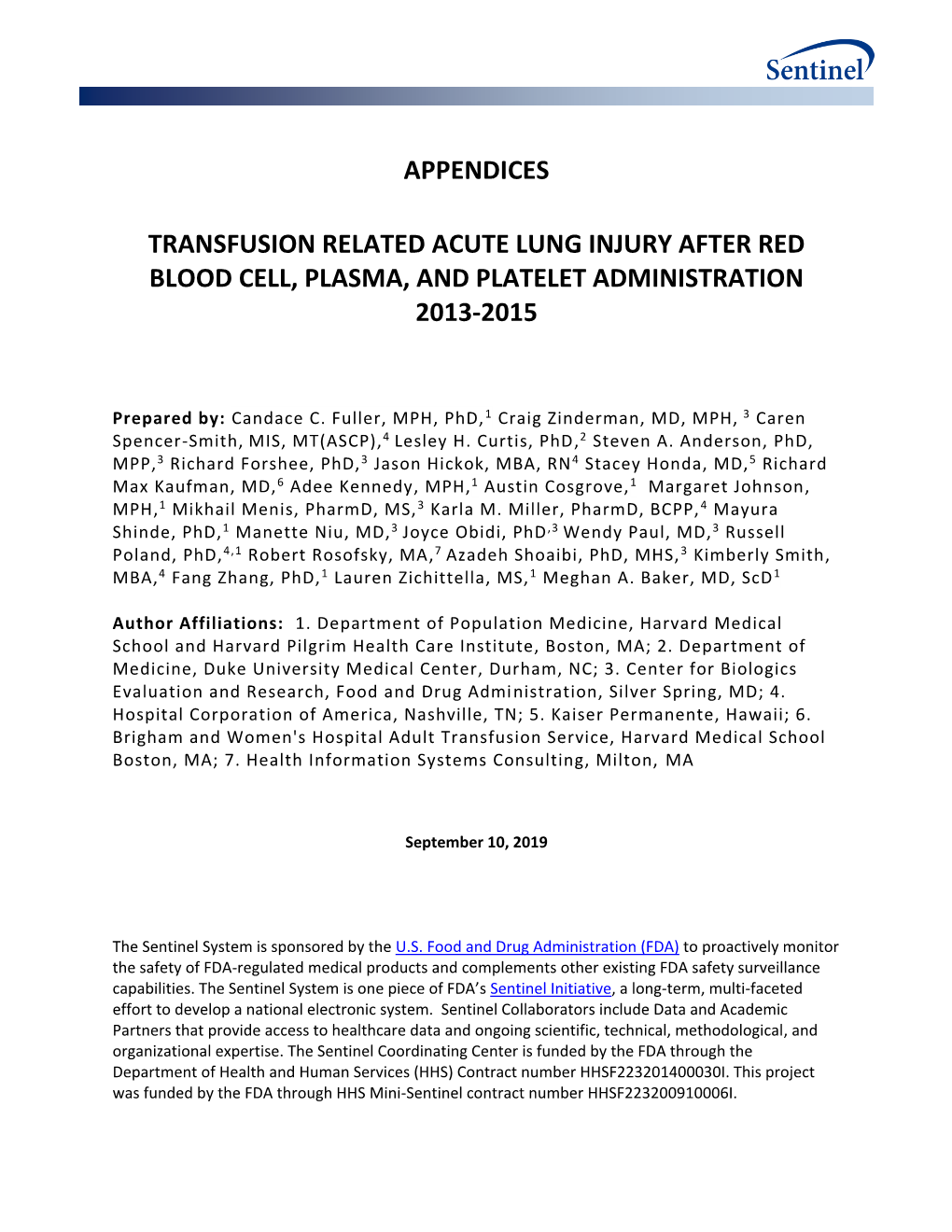 Transfusion Related Acute Lung Injury After Red Blood Cell, Plasma, and Platelet Administration 2013-2015