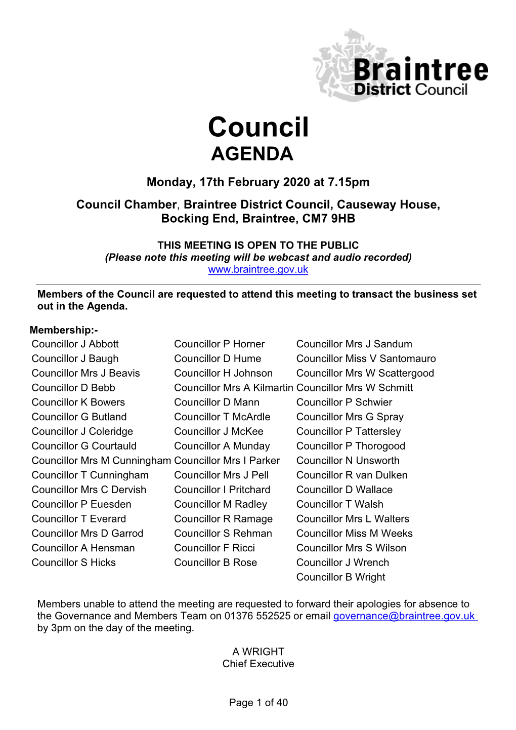 Council AGENDA