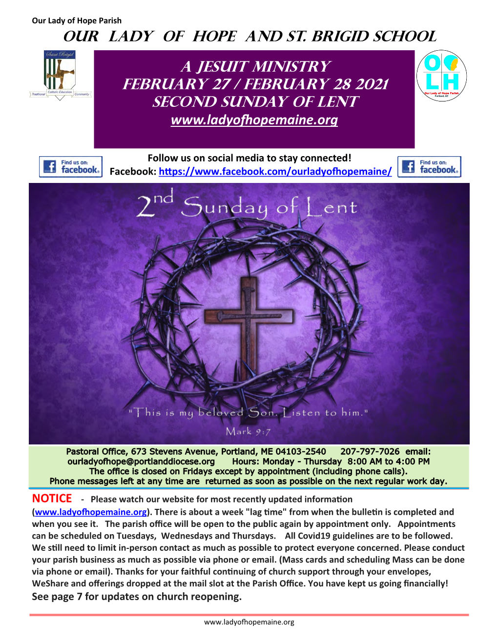 A Jesuit Ministry February 27 / February 28 2021 Second Sunday of Lent