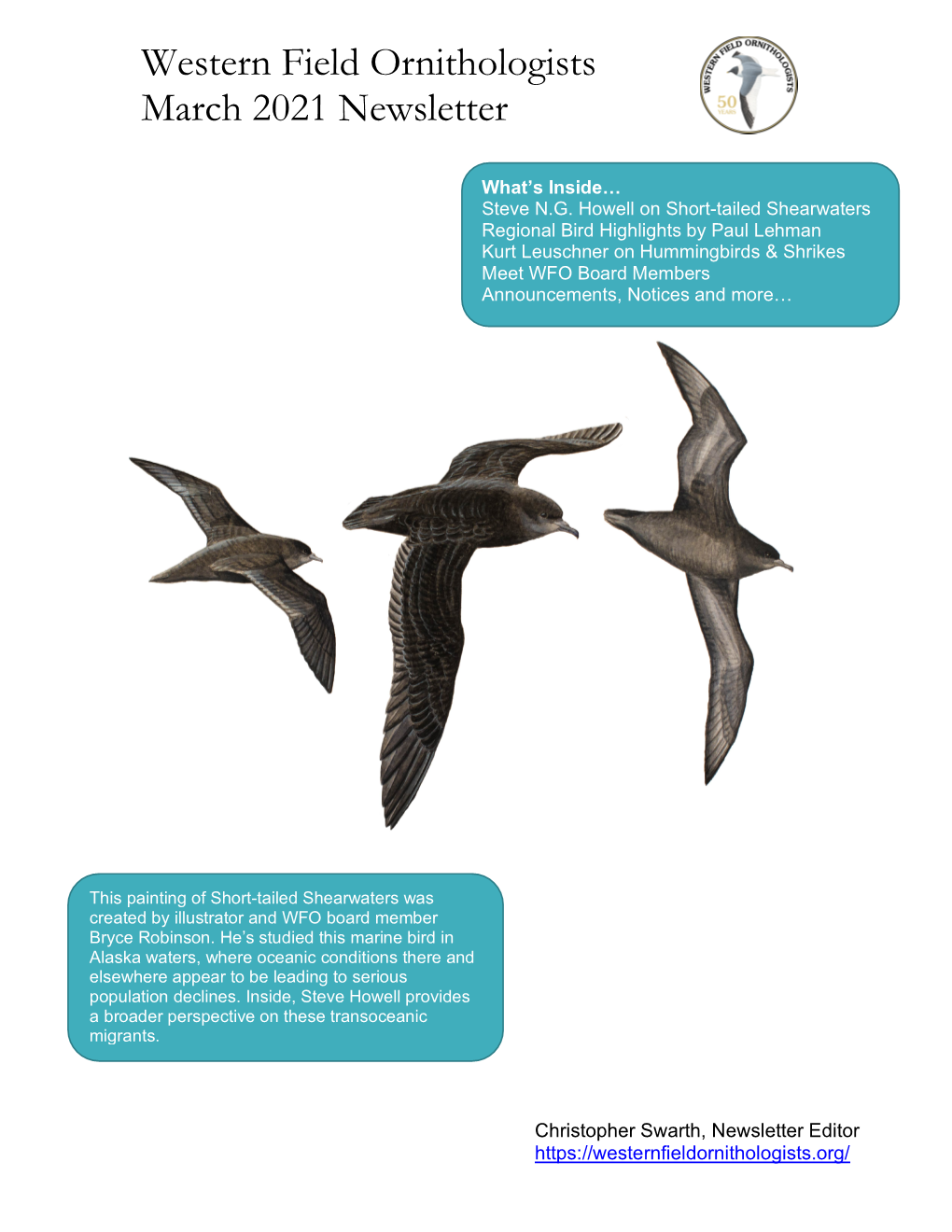 Western Field Ornithologists March 2021 Newsletter