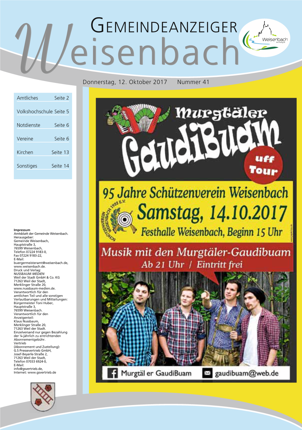 2017-10-12 Gemeindeanzeiger Weisenbach KW41