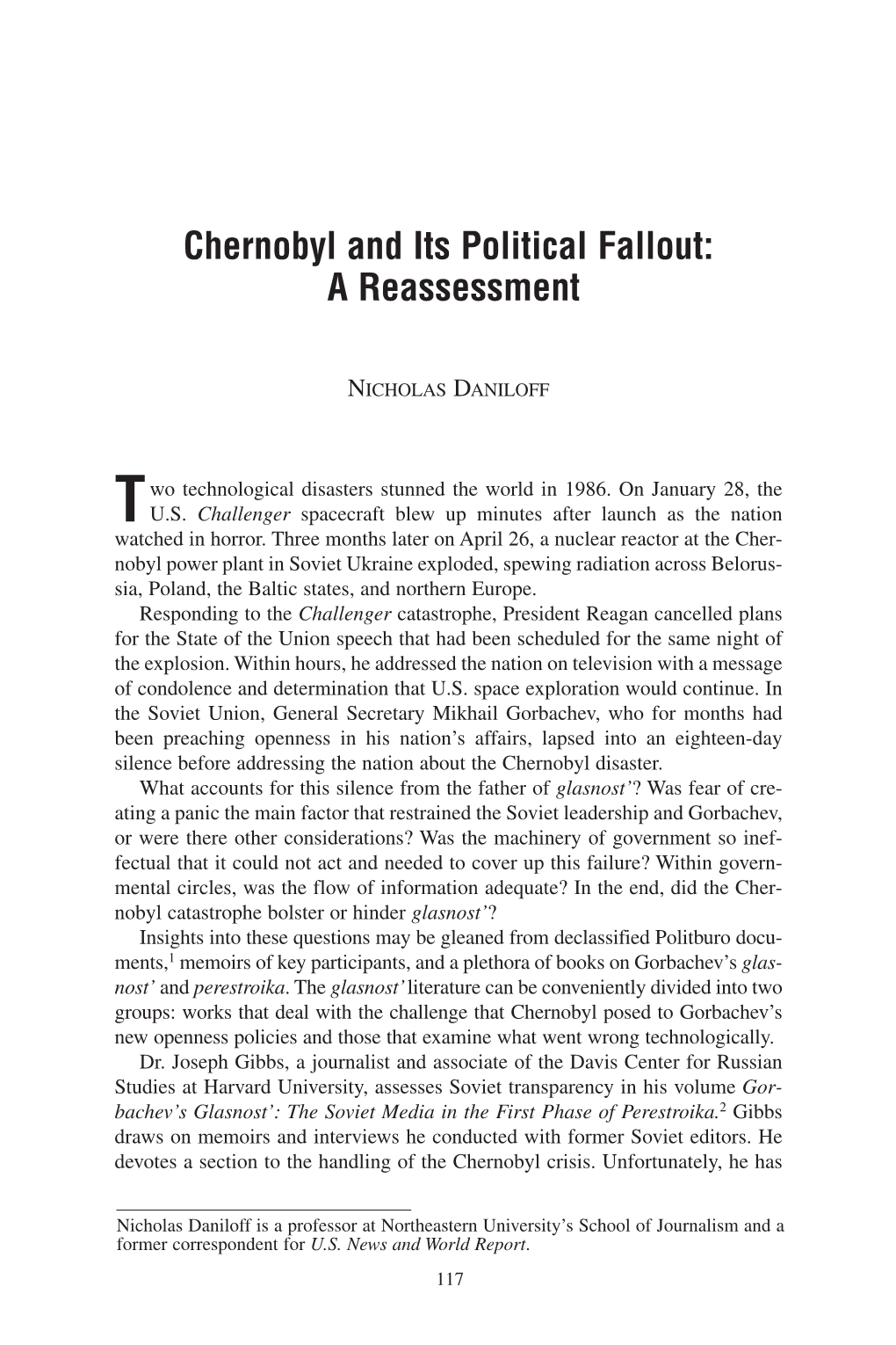 Chernobyl and Its Political Fallout: a Reassessment