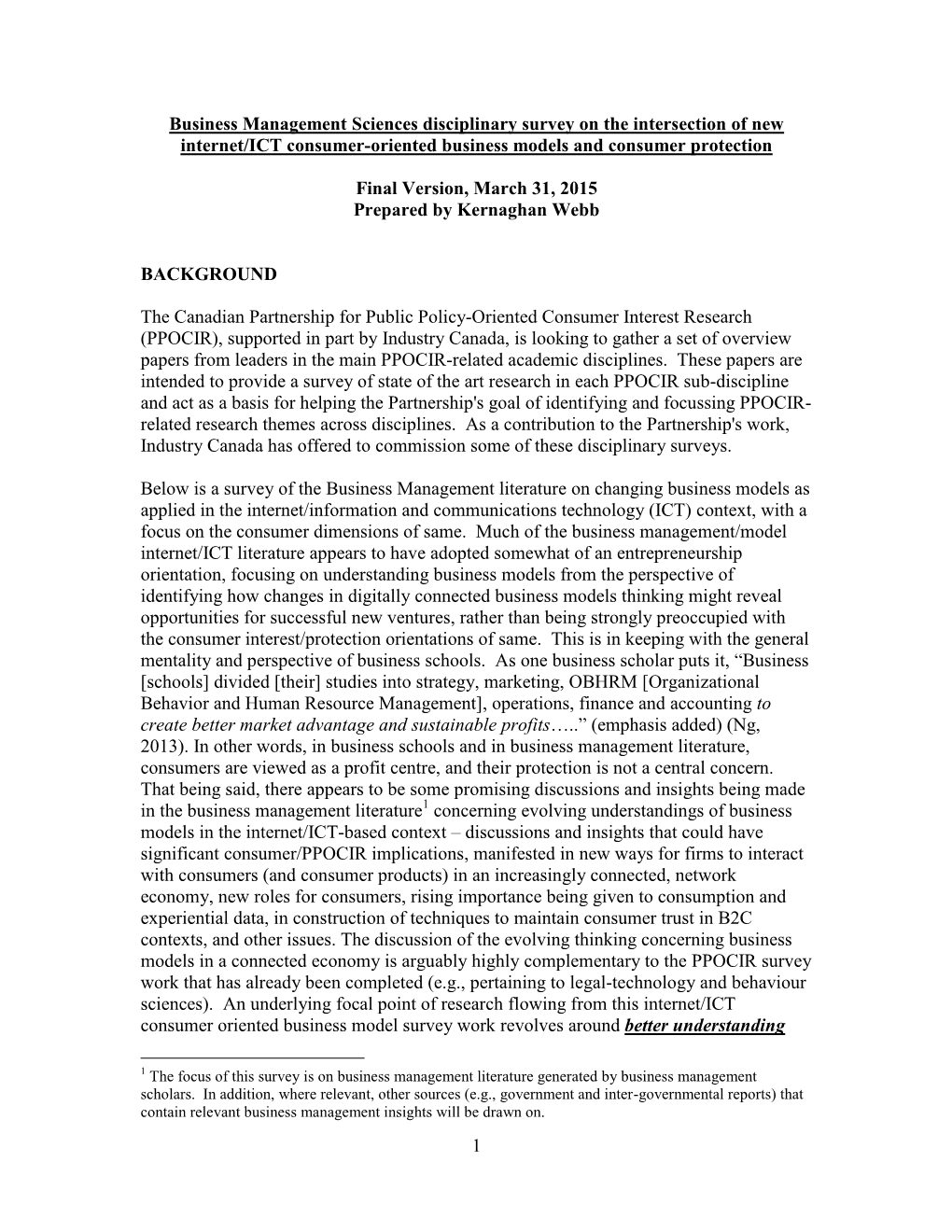 Business Management Sciences Disciplinary Survey on the Intersection of New Internet/ICT Consumer-Oriented Business Models and Consumer Protection