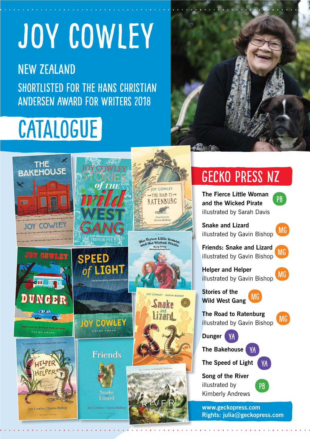 JOY COWLEY New Zealand Shortlisted for the Hans Christian Andersen Award for Writers 2018 Catalogue