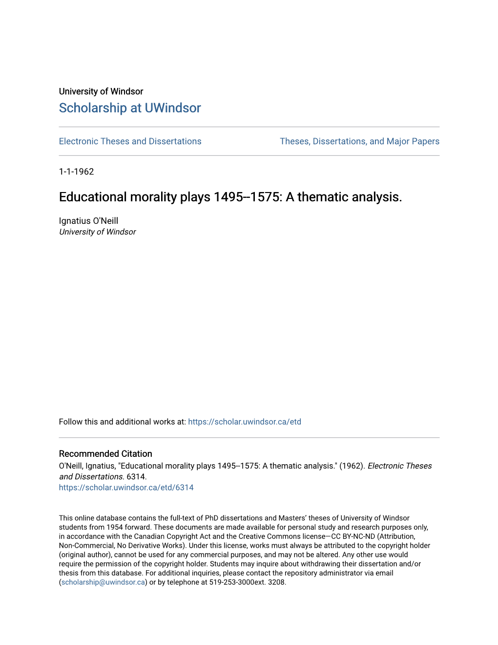 Educational Morality Plays 1495--1575: a Thematic Analysis