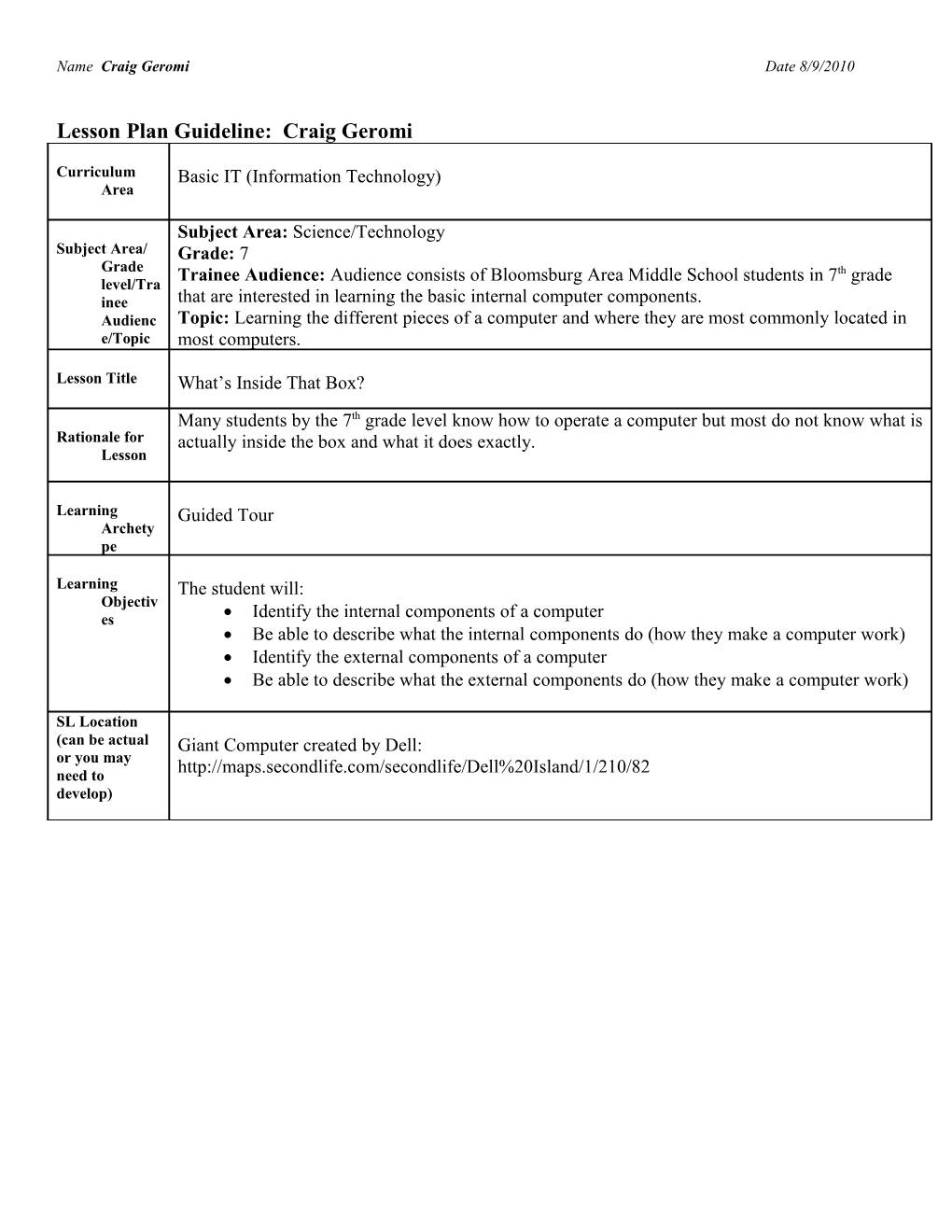 Lesson Plan Template s25