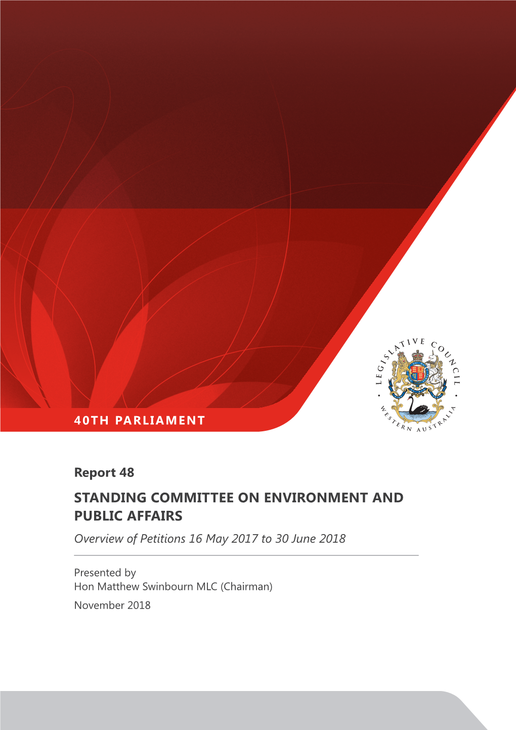 STANDING COMMITTEE on ENVIRONMENT and PUBLIC AFFAIRS Overview of Petitions 16 May 2017 to 30 June 2018