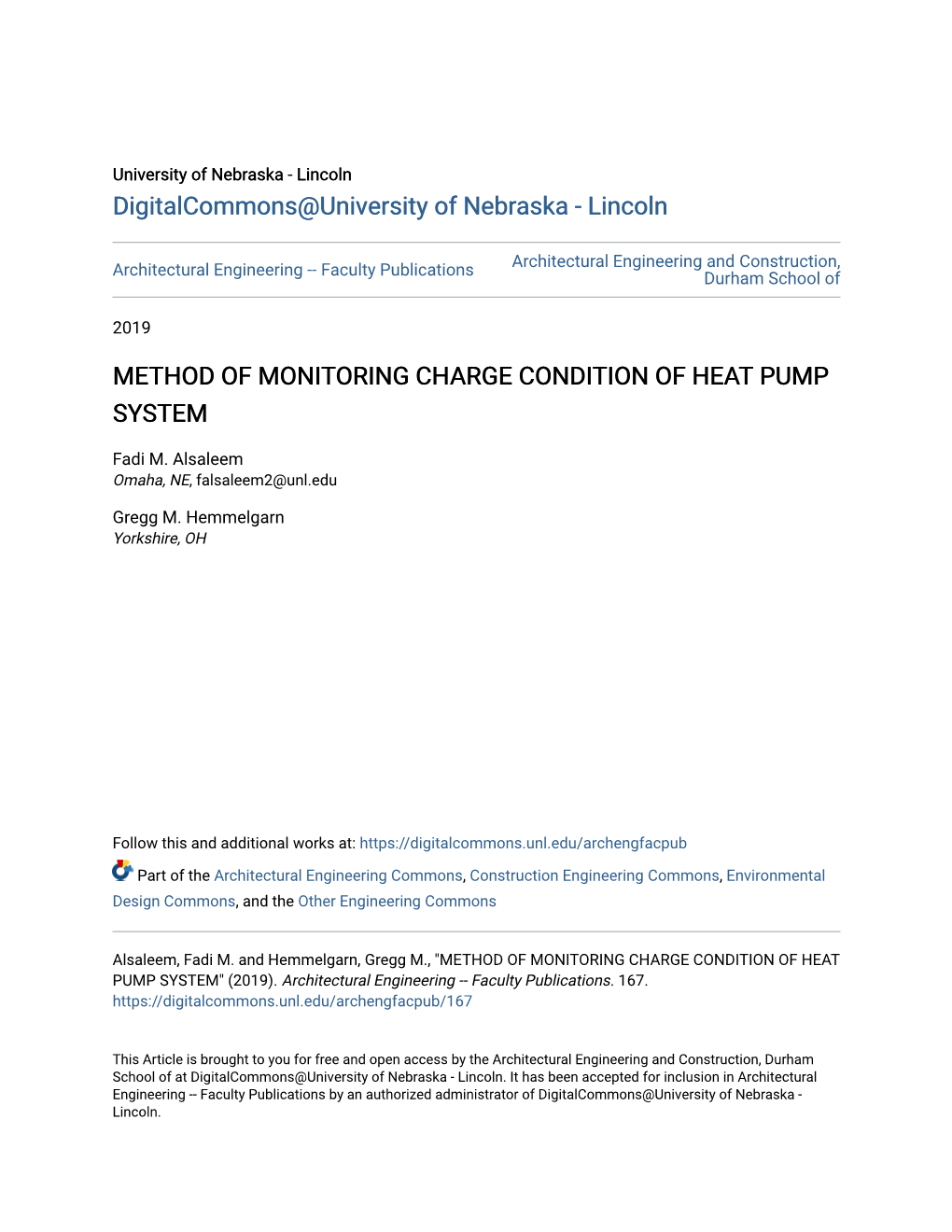 Method of Monitoring Charge Condition of Heat Pump System