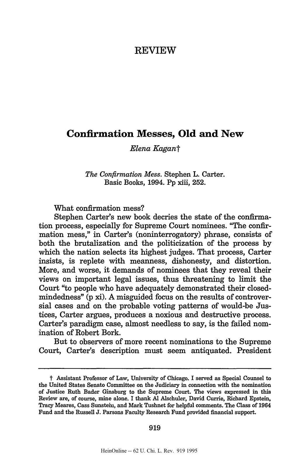 Confirmation Messes, Old and New Elena Kagant