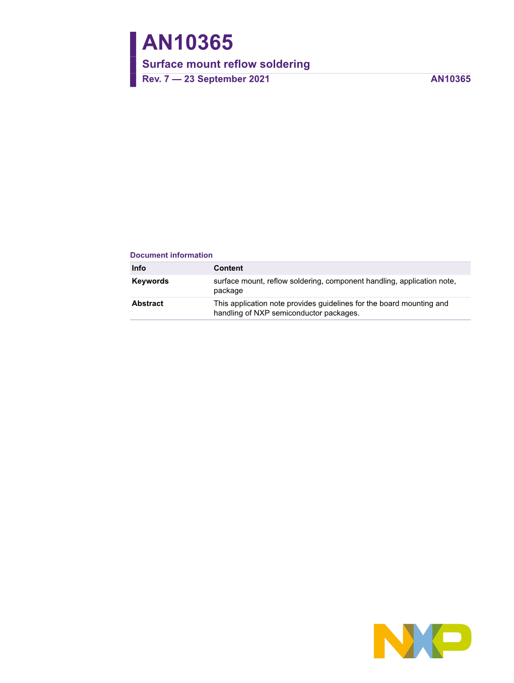 Surface Mount Reflow Soldering – Application Note