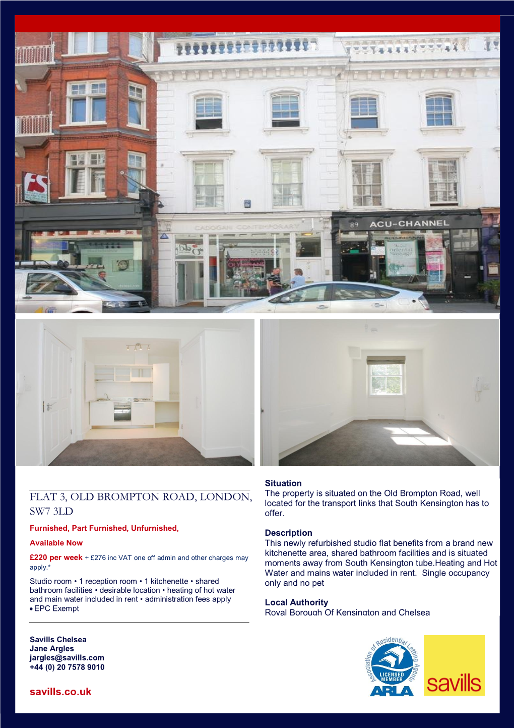 Flat 3, Old Brompton Road, London, Sw7