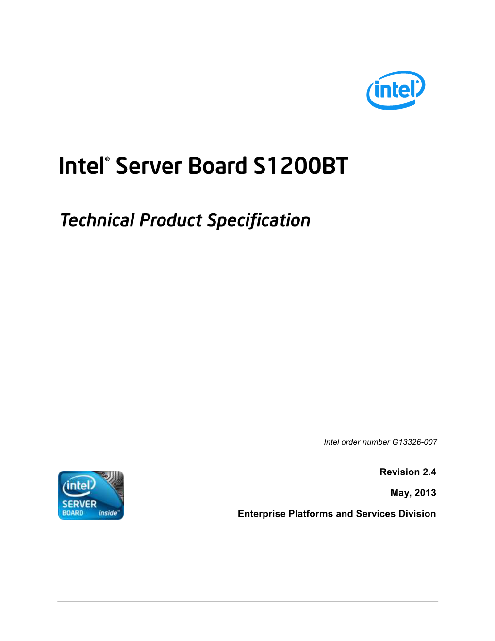 Intel®Server Board S1200BT