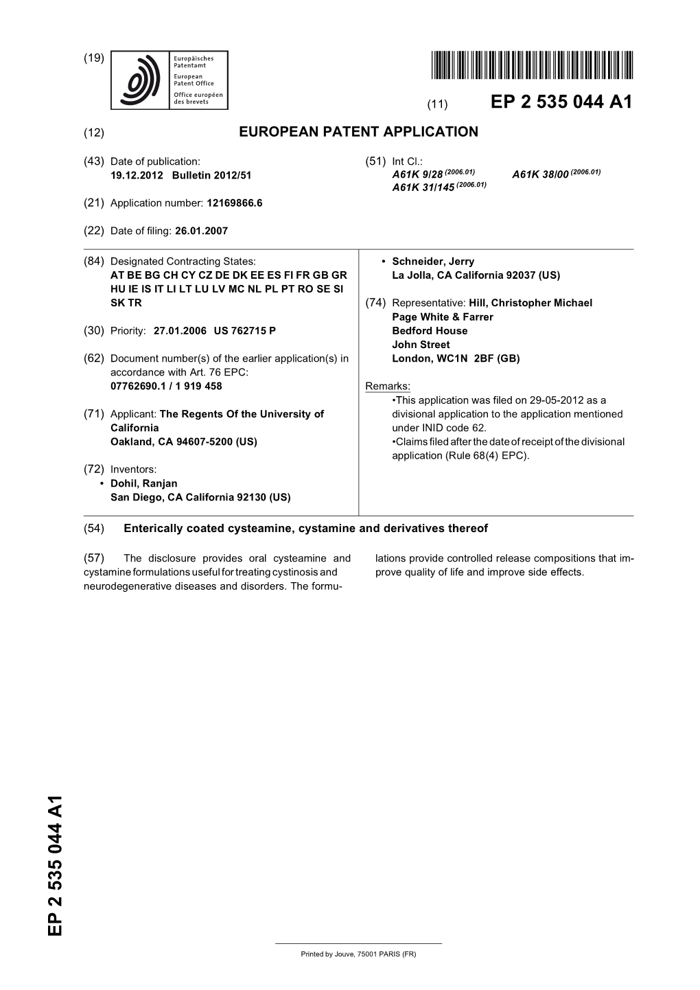 Enterically Coated Cysteamine, Cystamine and Derivatives Thereof